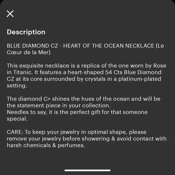 Heart of the ocean Titanic Rose necklace - Picture 11 of 11